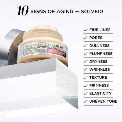IT Cosmetics Confidence in a Cream Anti Aging Face Moisturizer – Visibly Reduces Fine Lines, Wrinkles &amp; Signs of Aging Skin in 2 Weeks, 48HR Hydration with Hyaluronic Acid, Niacinamide