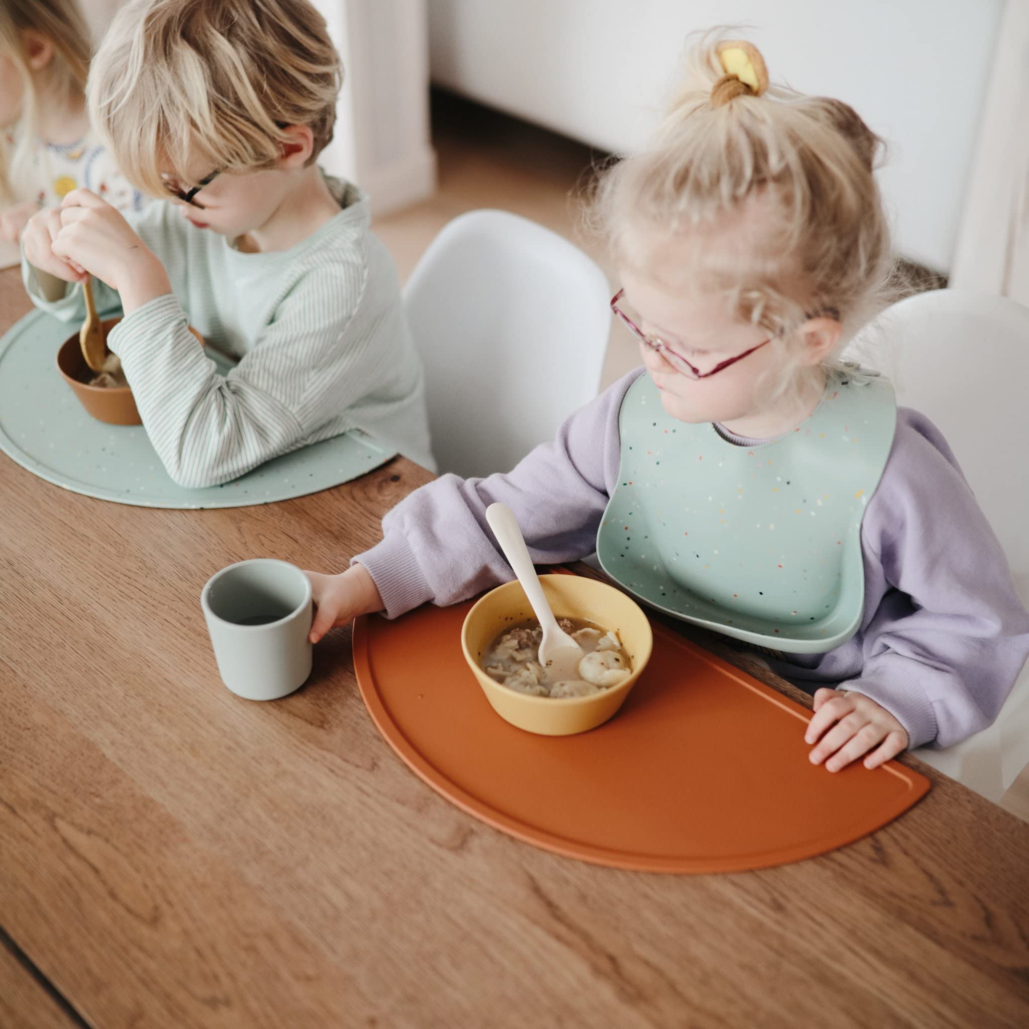 mushie Silicone Baby Bib | Adjustable Fit Waterproof Bibs (Whales)