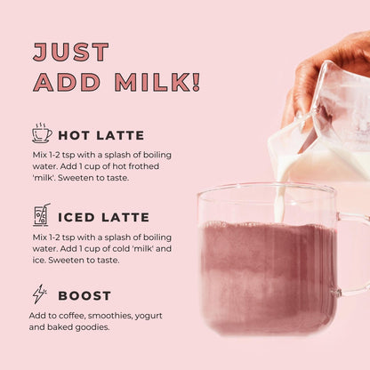 Blume Rose London Fog Latte with Zero Sugar or Caffeine - Certified Organic, Vegan and Gluten-Free - Tart Cherry &amp; Rosehips blend rich Antioxidant &amp; Vitamin to Ease Bloating and Boost Your Natural Glow - 30 Servings