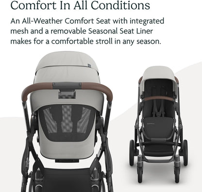 UPPAbaby Vista V3 Stroller - Full Size Single to Double Stroller System - Child Seat, Bug Shield, Rain Cover and Storage Bag Included -