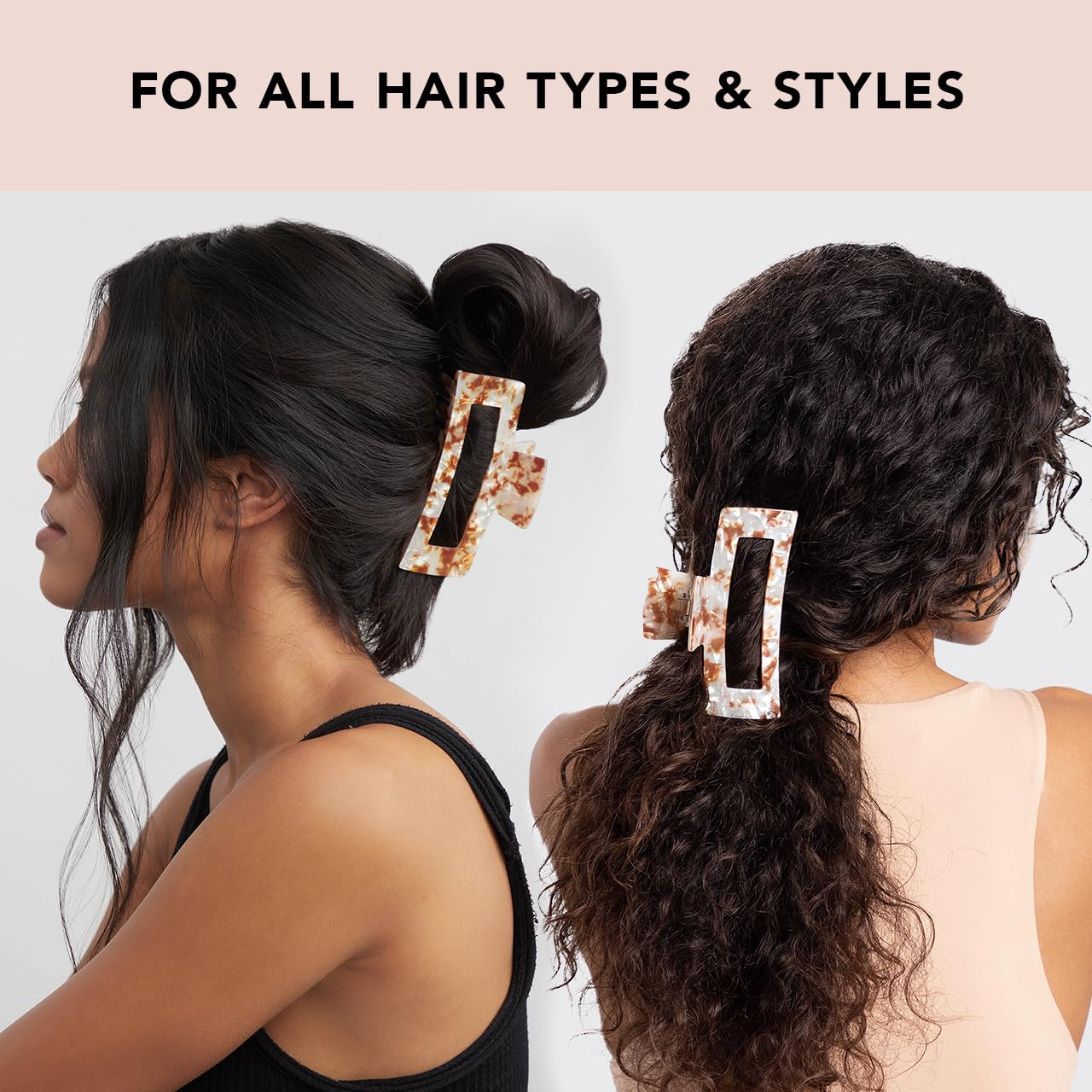 Kitsch Recycled Plastic Large Claw Clip, Big Open Shape Hair Clips for Women, Large Hair Claw Clips &amp; Jaw Clips, Big Claw Clips for Thick Hair, Claw Hair Clips for Girls (1pc, Brown)