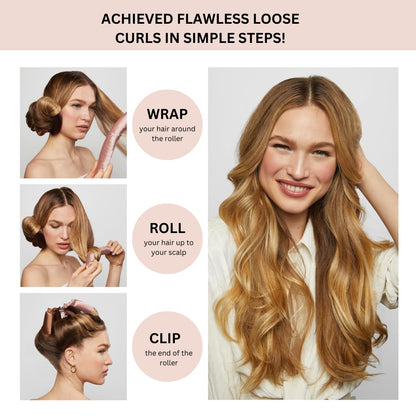Kitsch Satin Heatless Curling Rod- XL Heatless Hair Curler w/Reliable Snap - Heatless Curls Overnight - Soft Hair Rollers to Sleep In - No Heat Curls Overnight Curlers for Short Hair - 4pcs -Rosewood