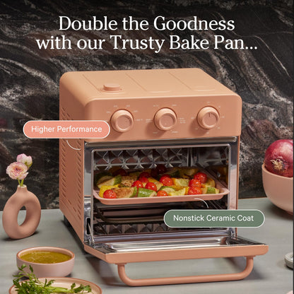 Our Place Wonder Oven Essentials Kit | Extra Air Fryer Basket &amp; Nonstick Ceramic-Coated Bake Pan | Oven Safe, Eco-Friendly | Steam