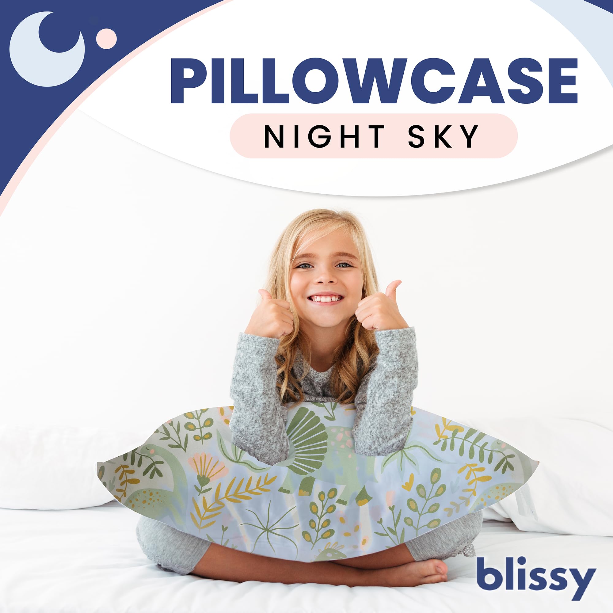 Blissy Toddler Silk Pillowcase - 100% Pure Mulberry Silk - 22 Momme 6A High-Grade Fibers - Soft and Gentle Silk Pillowcase for Kids Hair and Skin (Toddler 13 x 18 in, Baby Blue)