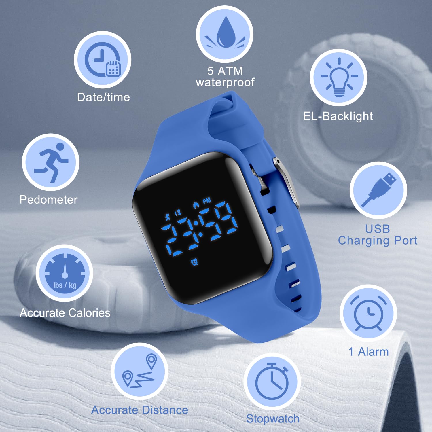 Kids Watch, No App Fitness Tracker Watch for Kids Teenager Digital Watch with Steps Counter/Distance/Calories/Alarm/Stopwatch Fitness Watch for Kids Girls Boys Gift for Teens