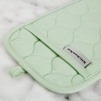KITCHENAID Quilted Cotton Terry Cloth Oven Mitt, Pot Holder, Kitchen Towel 4-Pack Set, Heat Resistant, Silicone Grip, Gift Set, Milkshake, 16&quot;x26&quot;, 7&quot;x13&quot; &amp; 7&quot;x10&quot;
