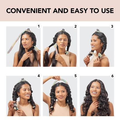 Kitsch Satin Heatless Curling Set for No-Heat Soft Curls | Overnight Hair Curlers &amp; Curling Rod Headband, Frizz-Free Styling | Gentle Rollers for All Hair Types - 1 Pack (Charcoal)