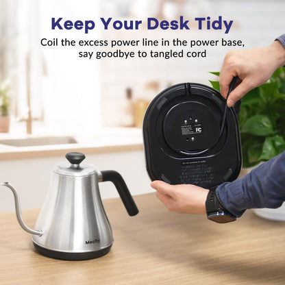 Mecity Electric Gooseneck Kettle With Keep Warm Function &amp; LCD Display Automatic Shut Off Coffee Kettle Temperature Control Pour Over Kettle 1200 Watt, 0.8L, 120V, Off White