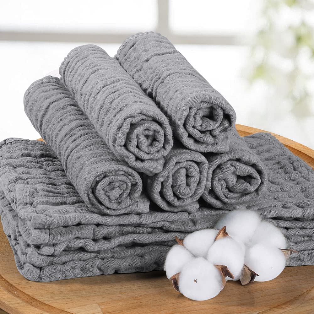 Yoofoss Muslin Burp Cloths for Baby 10 Pack 100% Cotton Baby Washcloths for Boys Girls Large 20&