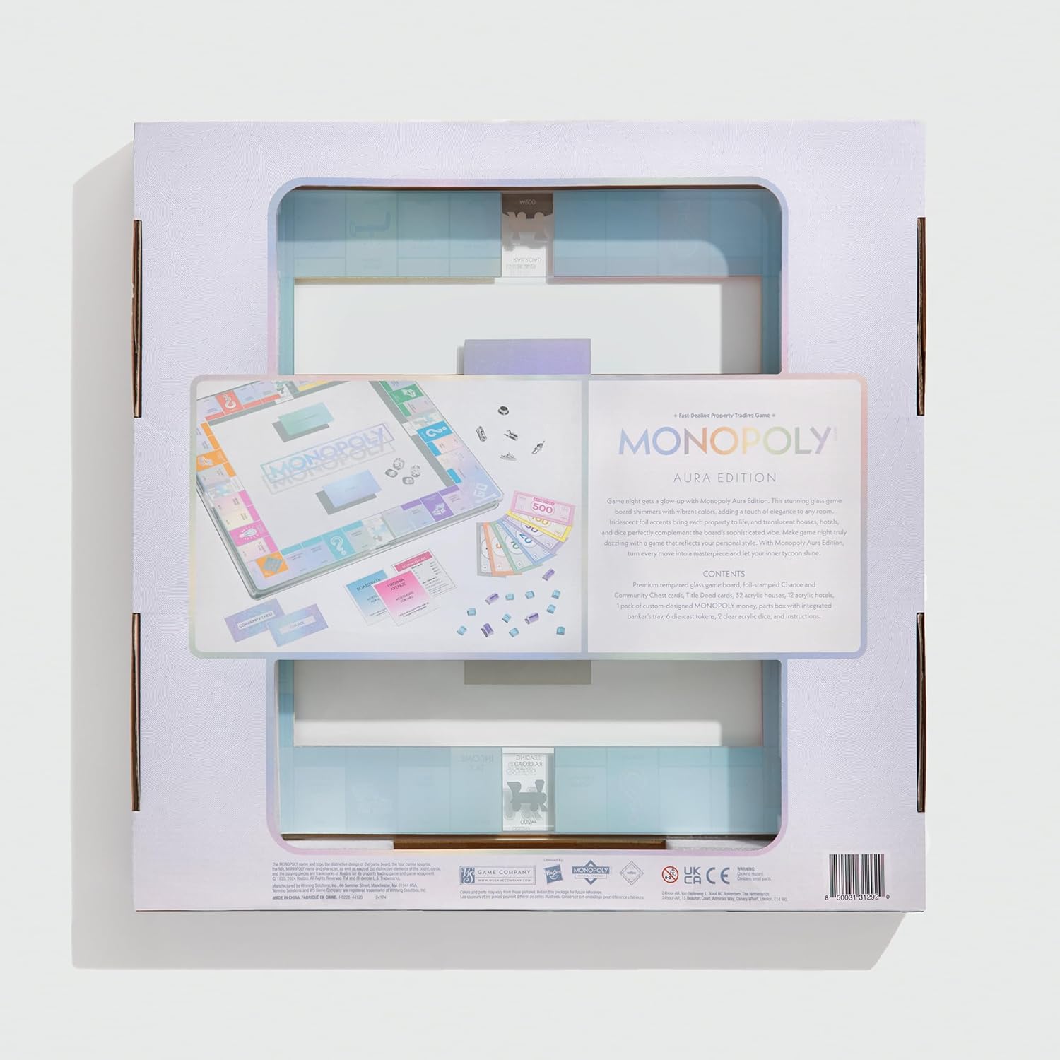 WS Game Company Monopoly Aura Edition with Tempered Glass Game Board