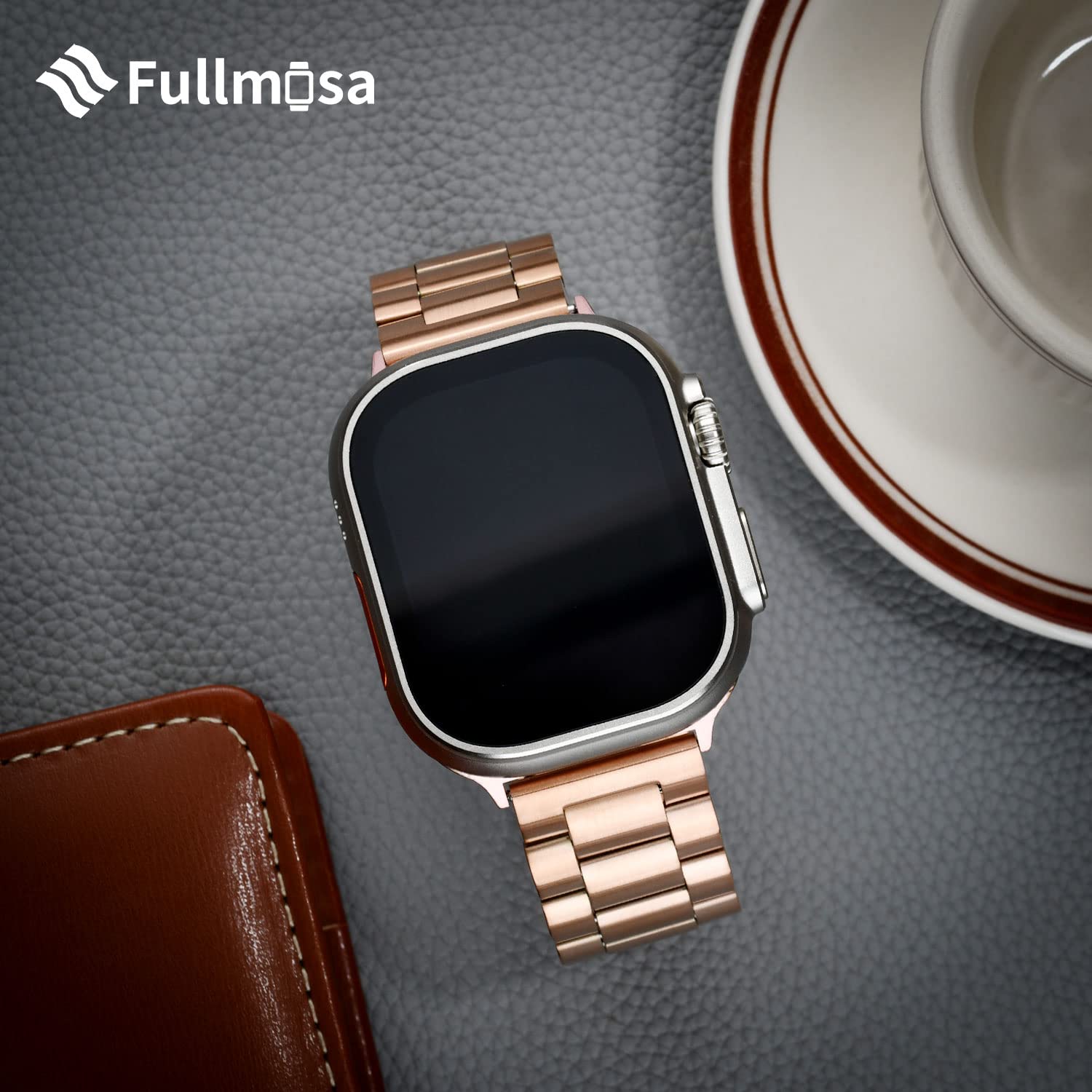 Fullmosa Compatible with Apple Watch Band 49mm 45mm 44mm 42mm 41mm 40mm 38mm, Stainless Steel iWatch Band with Case Compatible for Apple Watch Ultra 2 Ultra Series 10 9 8 7 6 5 4 3 2 1&amp;iWatch SE