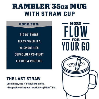 YETI Rambler Tumbler with Handle and Straw Lid, Vacuum Insulated Travel Mug, Stainless Steel