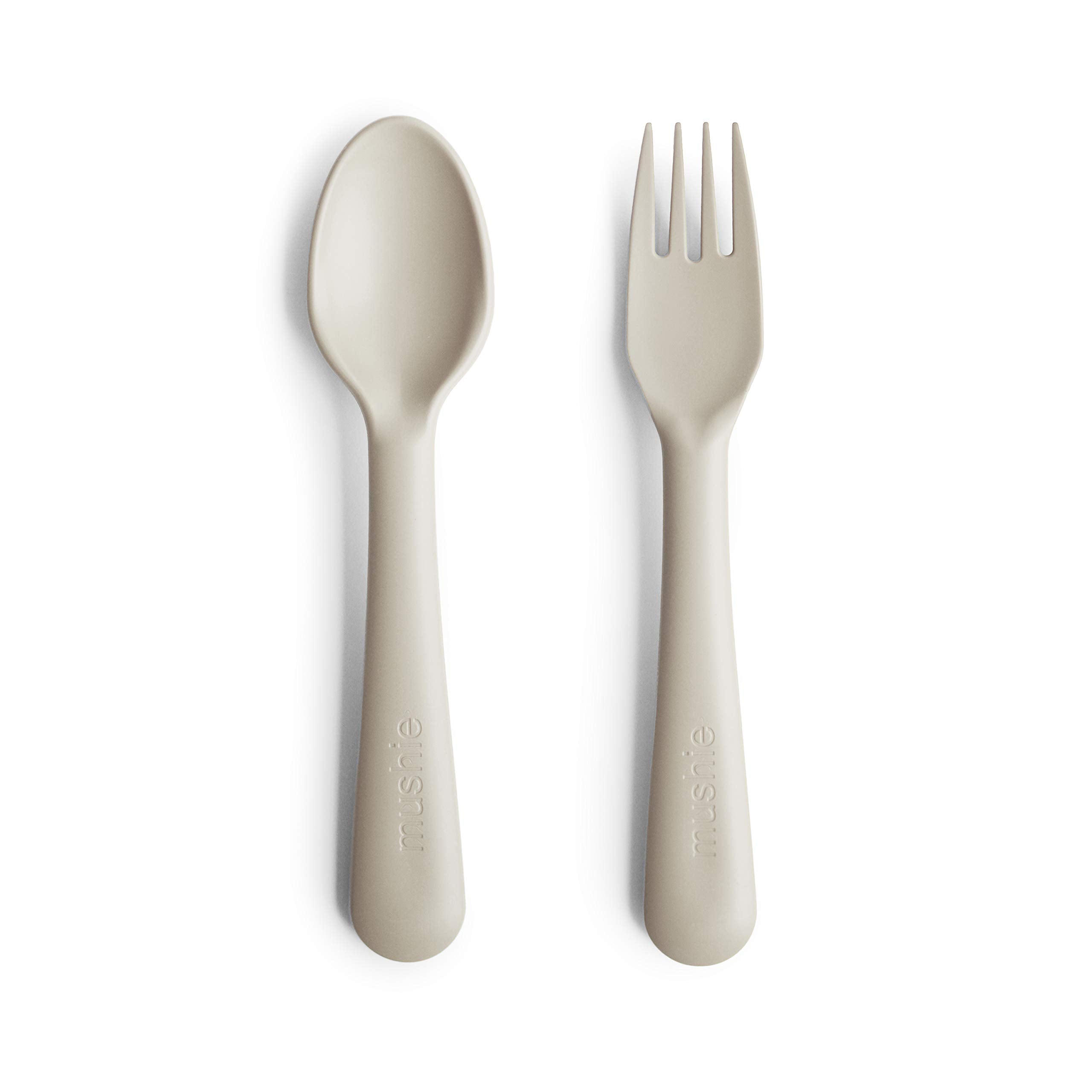 mushie Flatware Fork and Spoon Set for Kids | Made in Denmark (Sage)