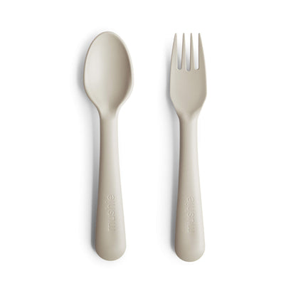 mushie Flatware Fork and Spoon Set for Kids | Made in Denmark (Sage)