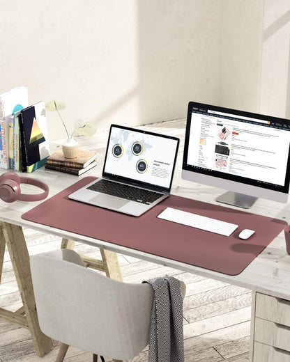 Non-Slip Desk Pad,Mouse Pad,Waterproof PVC Leather Desk Table Protector,Ultra Thin Large Desk Blotter, Easy Clean Laptop Desk Writing Mat for Office Work/Home/Decor(Pink, 23.6&quot; x 13.7&quot;)