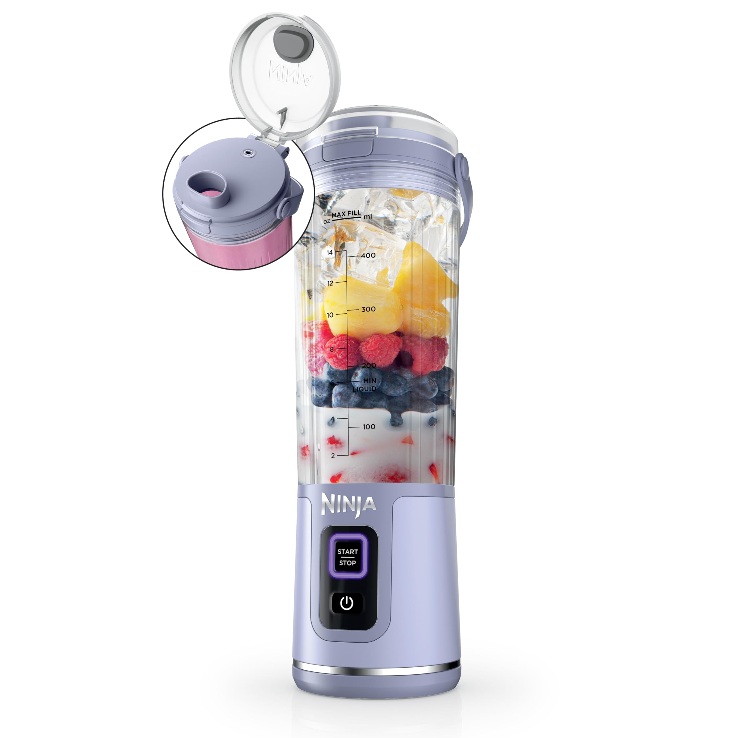 Ninja Blast Portable Blender, Cordless, 18oz. Vessel, Personal Blender For-Shakes and Smoothies, BPA Free, Leakproof-Lid and Sip Spout, USB-C Rechargeable, Dishwasher Safe Parts, Tinted Pink, BC151PK