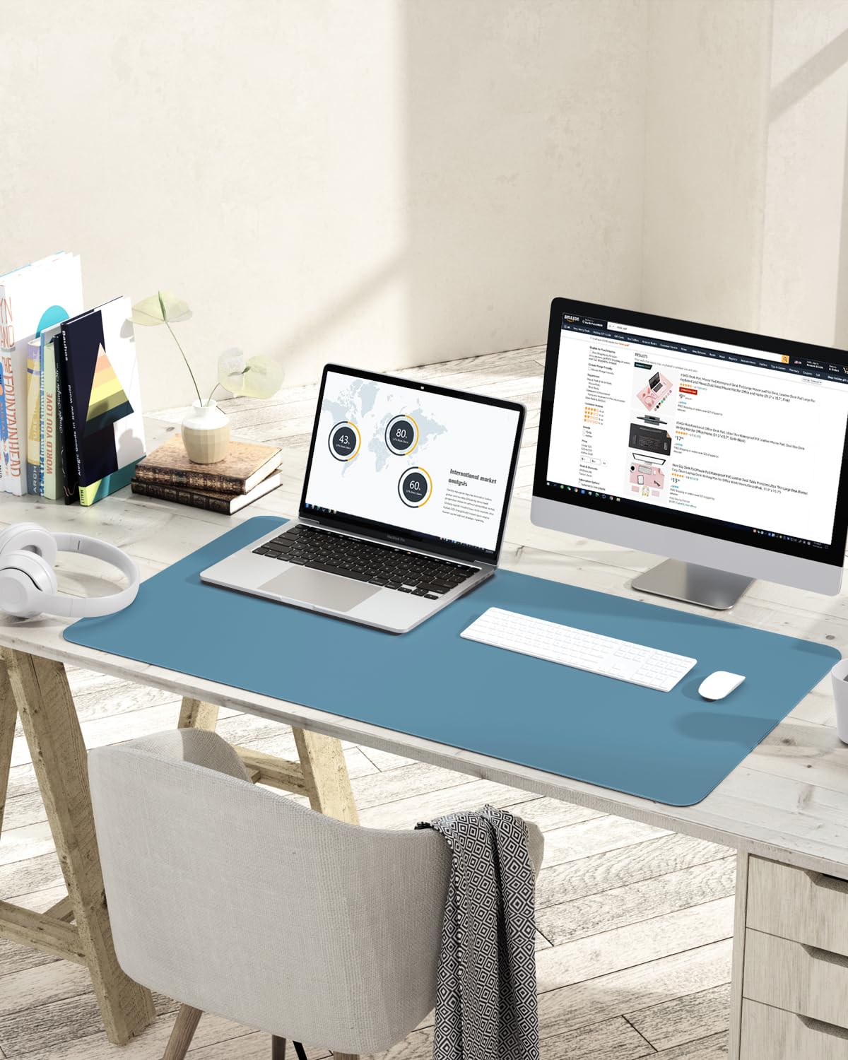 Non-Slip Desk Pad,Mouse Pad,Waterproof PVC Leather Desk Table Protector,Ultra Thin Large Desk Blotter, Easy Clean Laptop Desk Writing Mat for Office Work/Home/Decor(Pink, 23.6&quot; x 13.7&quot;)