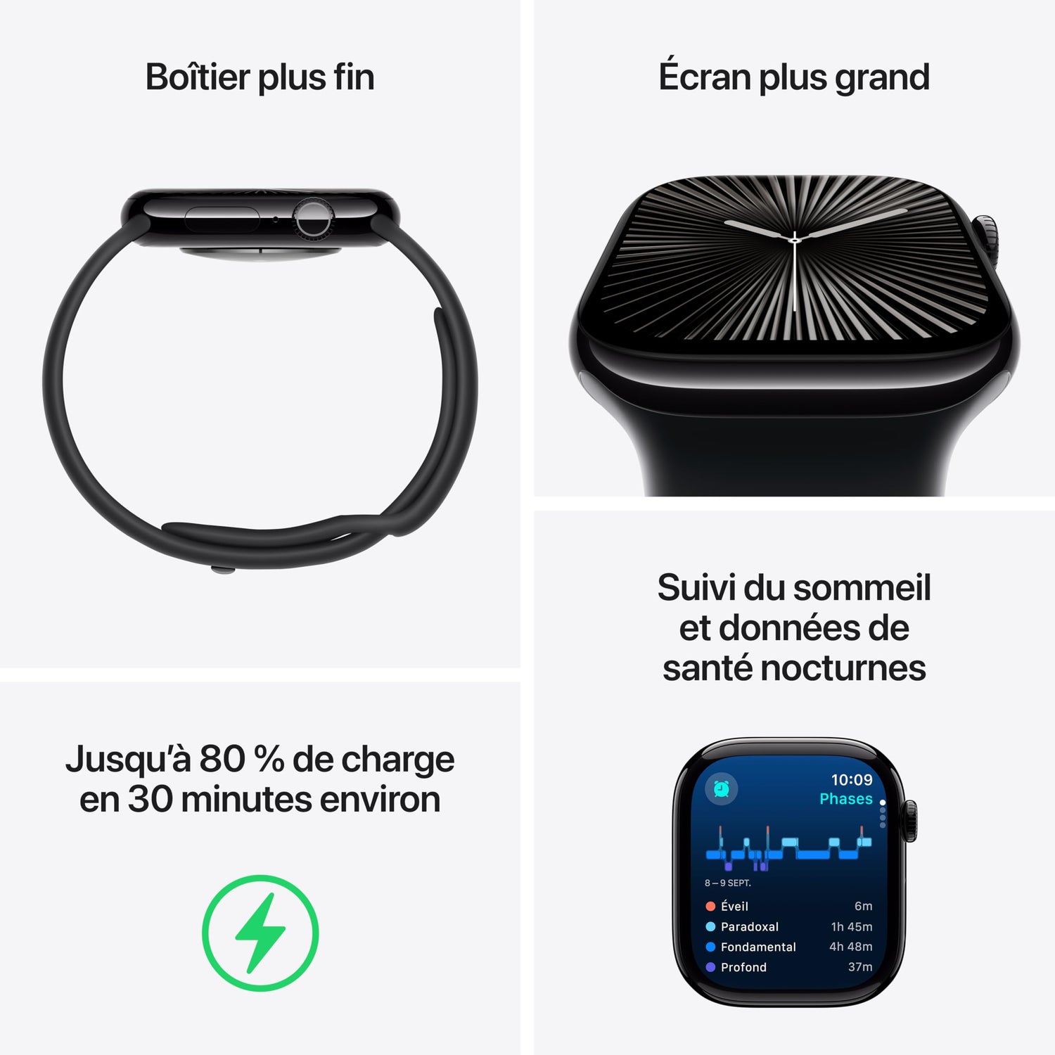 Apple Watch Series 10 [GPS 46mm] Smartwatch with Jet Black Aluminium Case with Black Sport Band. Fitness Tracker, ECG App, Always-On Retina Display, Water-Resistant
