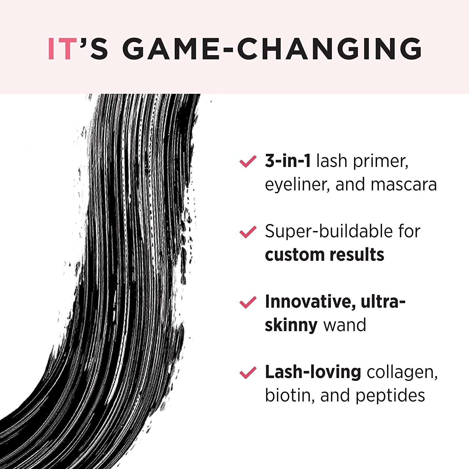 IT Cosmetics Tightline 3-In-1 Lash Primer, Eyeliner &amp; Black Mascara - Lengthens &amp; Conditions Lashes - Ultra-Skinny Wand - Infused With Collagen, Biotin, Peptides &amp; Antioxidants - 0.12 fl oz