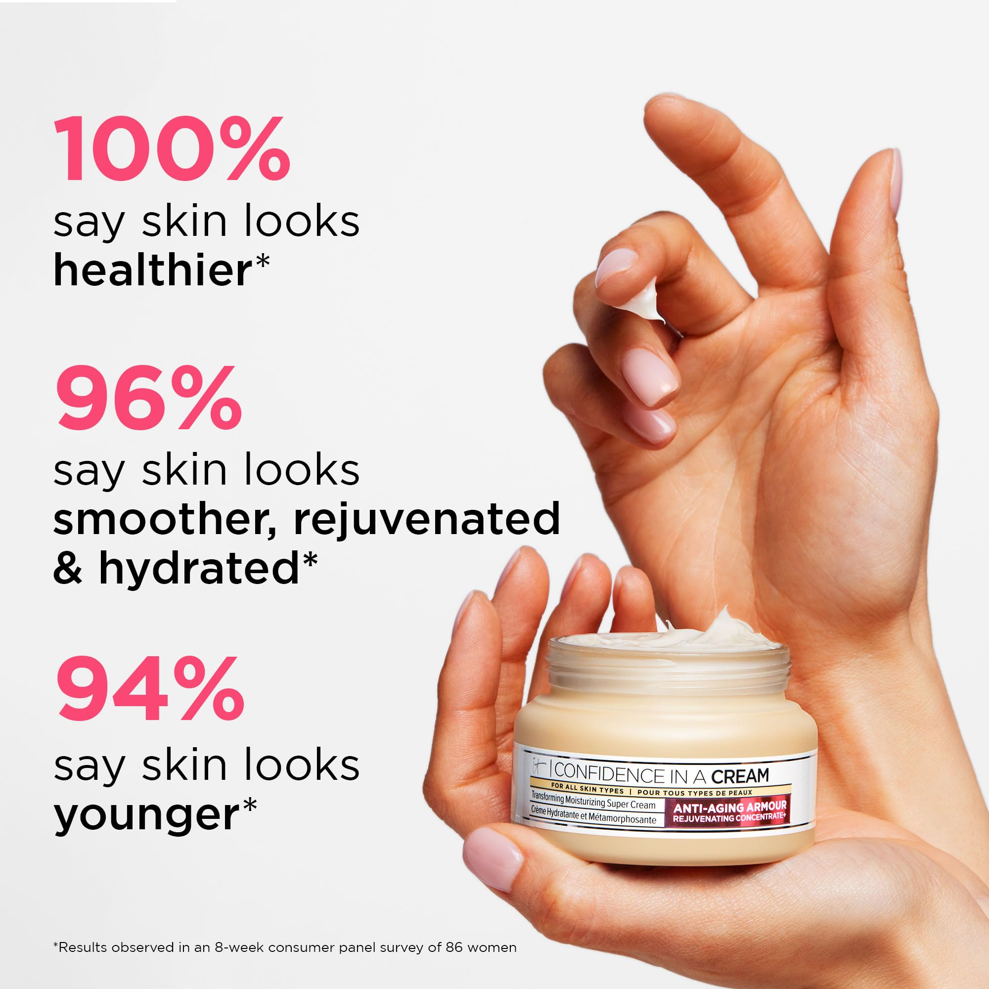 IT Cosmetics Confidence in a Cream Anti Aging Face Moisturizer – Visibly Reduces Fine Lines, Wrinkles &amp; Signs of Aging Skin in 2 Weeks, 48HR Hydration with Hyaluronic Acid, Niacinamide