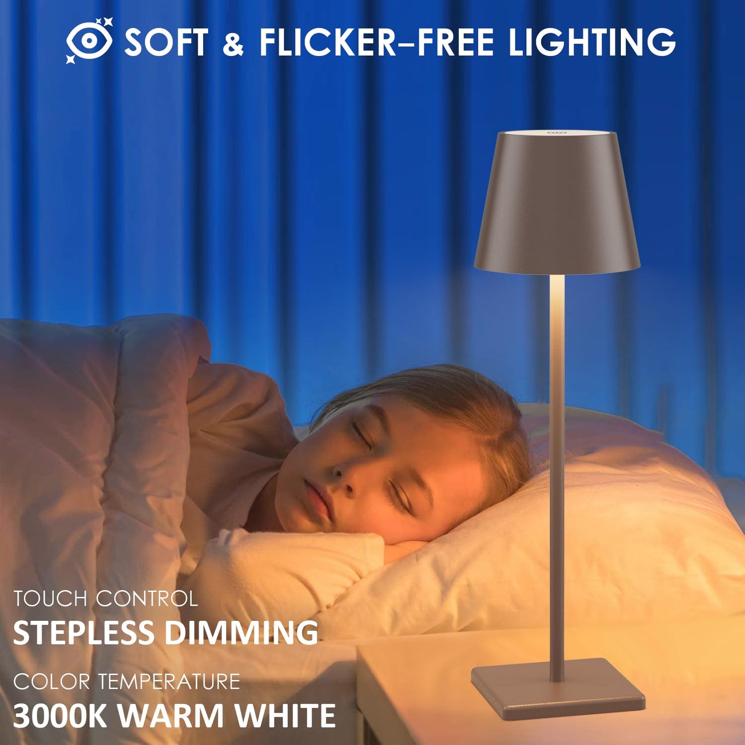 2-Pack LED Cordless Table Lamp, Rechargeable Battery Desk lamp 3W 5500mAh Battery Operated Stepless Dimming Modern Portable Table Light for Restaurant/Bedroom/Outdoor IP54 Waterproof (Off White)