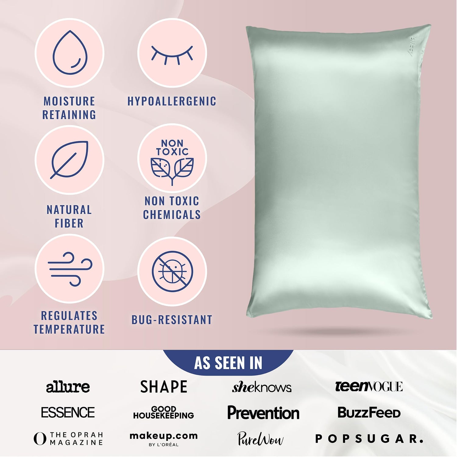 Blissy Silk Pillowcase - 100% Pure Mulberry Silk - 22 Momme 6A High-Grade Fibers - Silk Pillow Cover for Hair &amp; Skin - Regular, Queen &amp; King with Hidden Zipper (Queen, Champagne)