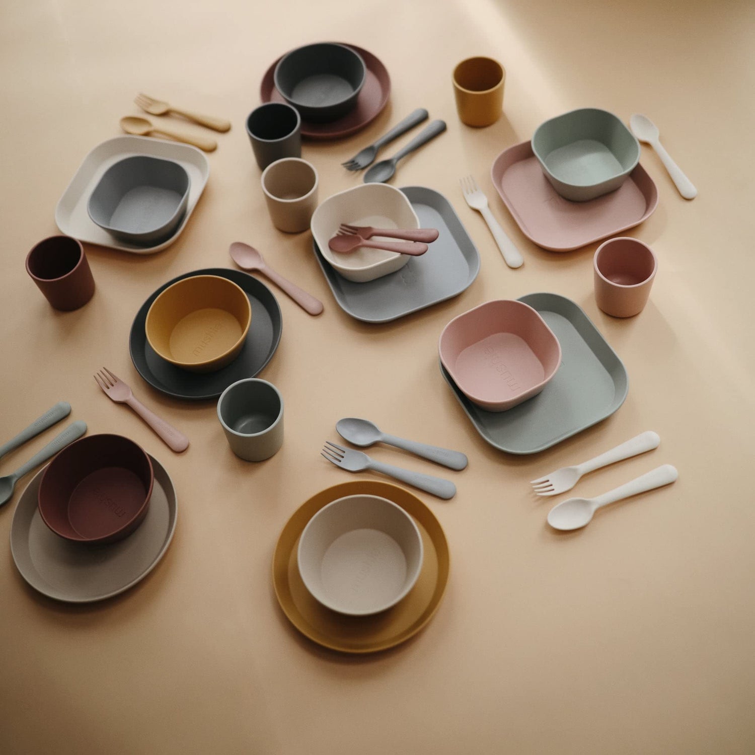 mushie Flatware Fork and Spoon Set for Kids | Made in Denmark (Sage)