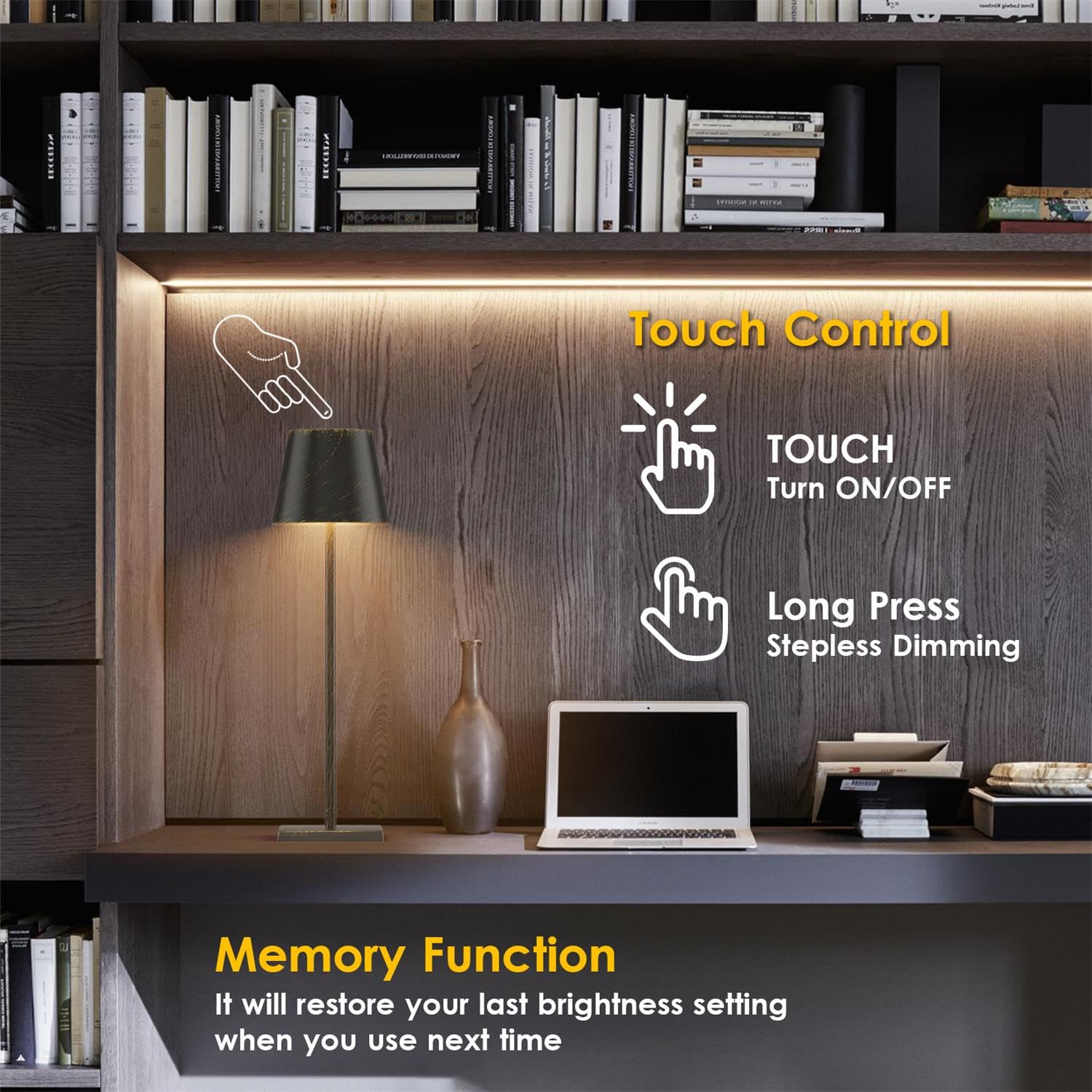 2-Pack LED Cordless Table Lamp, Rechargeable Battery Desk lamp 3W 5500mAh Battery Operated Stepless Dimming Modern Portable Table Light for Restaurant/Bedroom/Outdoor IP54 Waterproof (Off White)