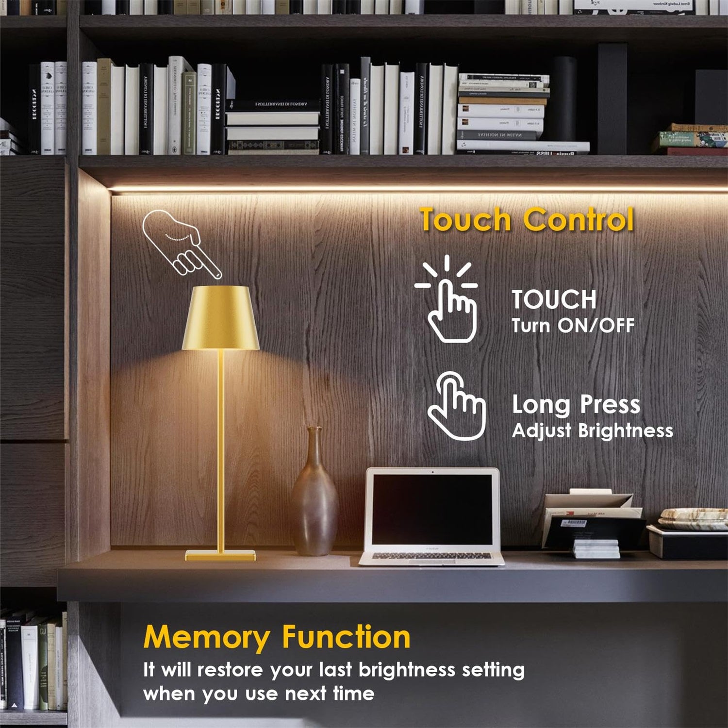 2-Pack LED Cordless Table Lamp, Rechargeable Battery Desk lamp 3W 5500mAh Battery Operated Stepless Dimming Modern Portable Table Light for Restaurant/Bedroom/Outdoor IP54 Waterproof (Off White)