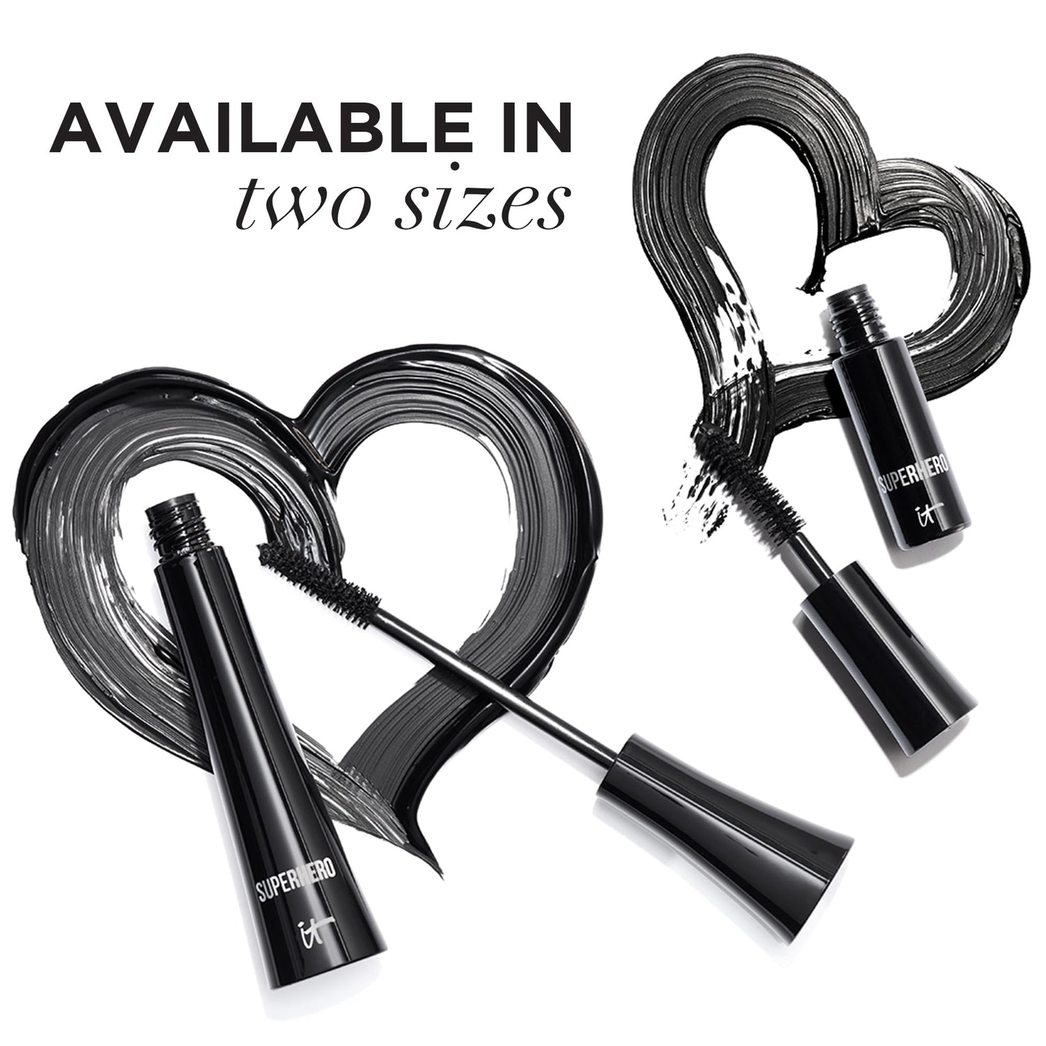 IT Cosmetics Superhero Mascara – Super Elastic Stretch Black Mascara for Volume &amp; Length - Volumizing Mascara with Collagen, Biotin &amp; Peptides – Suitable Makeup Mascara for Sensitive Eyes