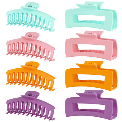 LuSeren Hair Clips for Women 4.3 Inch Large Hair Claw Clips for Women Thin Thick Curly Hair, Big Matte Banana Clips,Strong Hold jaw clips,Neutral Colors