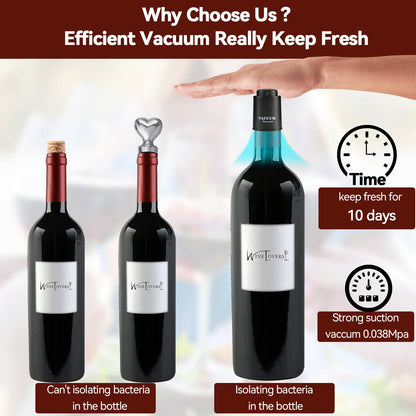 [2 PACK]Wine Bottle Stoppers,Real Vacuum Wine Stoppers,Reusable Wine Preserver,Wine Corks Keep Fresh,Best Gifts for Wine Lovers for christmas gifts.