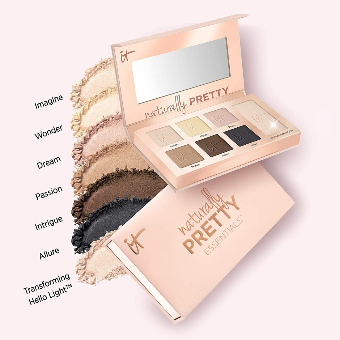 IT Cosmetics Naturally Pretty Essentials - Luxe Eyeshadow Palette - Travel Size - 6 Matte Shades &amp; 1 Transforming Satin Shade - With Anti-Aging Hydrolyzed Collagen, Silk &amp; Peptides - 0.092 oz