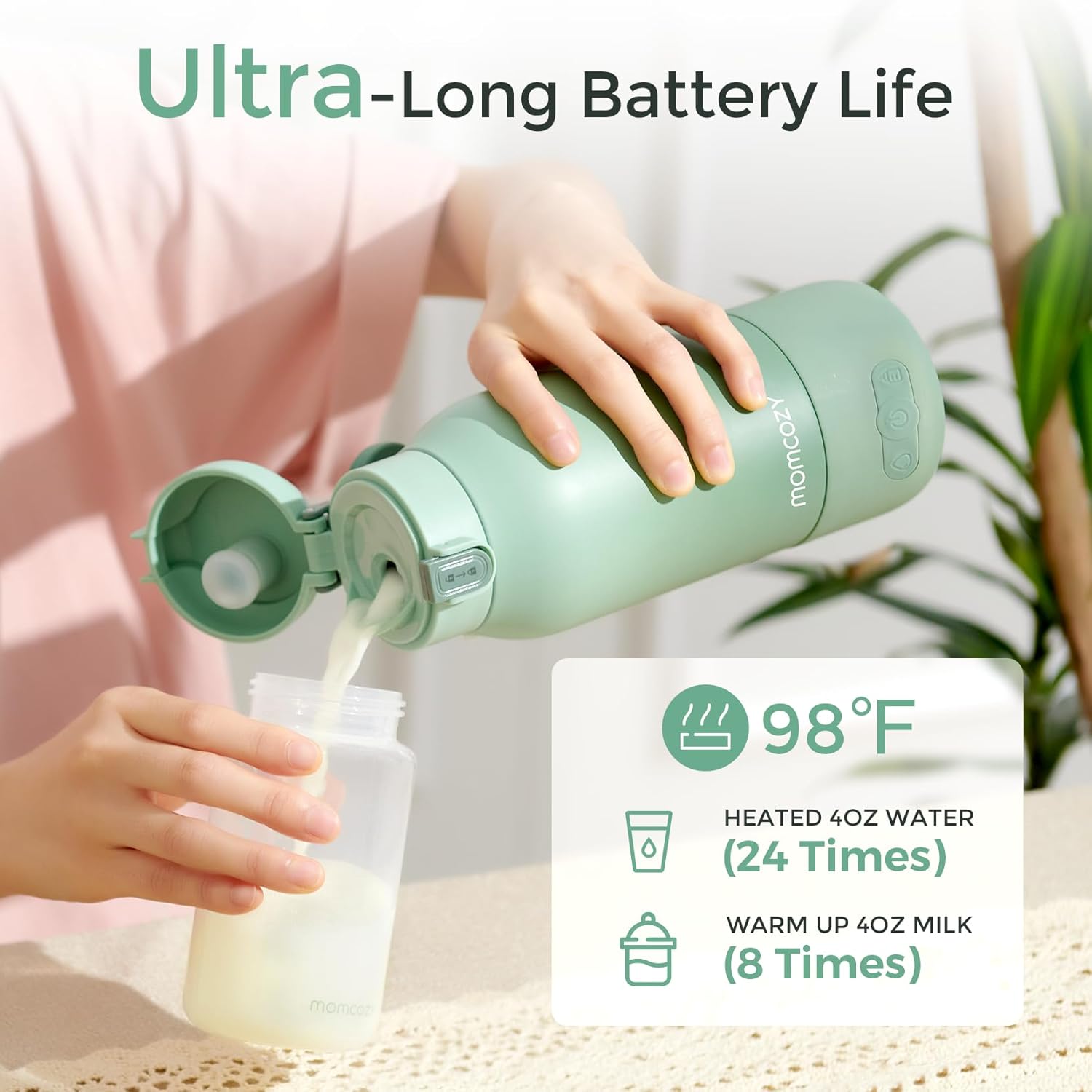 Momcozy Portable Milk Warmer for Travel – Dual Heating Modes for Breast Milk &amp; Water, Portable Bottle Warmer with Fast Heating &amp; Long Battery Life, 17 Ounces Large Capacity to Meet Your All-Day Needs