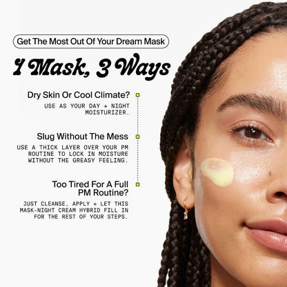 YTTP Hydrate + Glow Dream Overnight Face Mask - Brightening Skin Care Cream &amp; Moisturizing Facial Mask with Hyaluronic Acid, Vitamin C &amp; Squalane Oil for Even Skin Tone - Vegan Skincare (2oz)