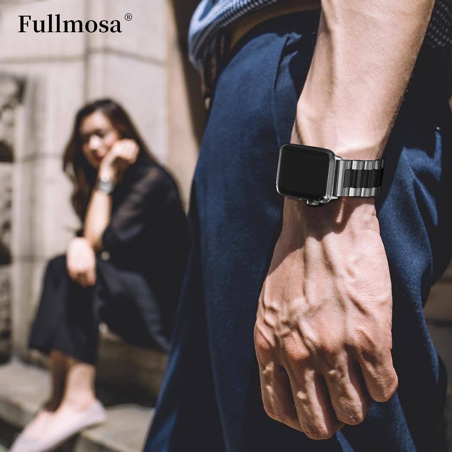 Fullmosa Compatible with Apple Watch Band 49mm 45mm 44mm 42mm 41mm 40mm 38mm, Stainless Steel iWatch Band with Case Compatible for Apple Watch Ultra 2 Ultra Series 10 9 8 7 6 5 4 3 2 1&amp;iWatch SE