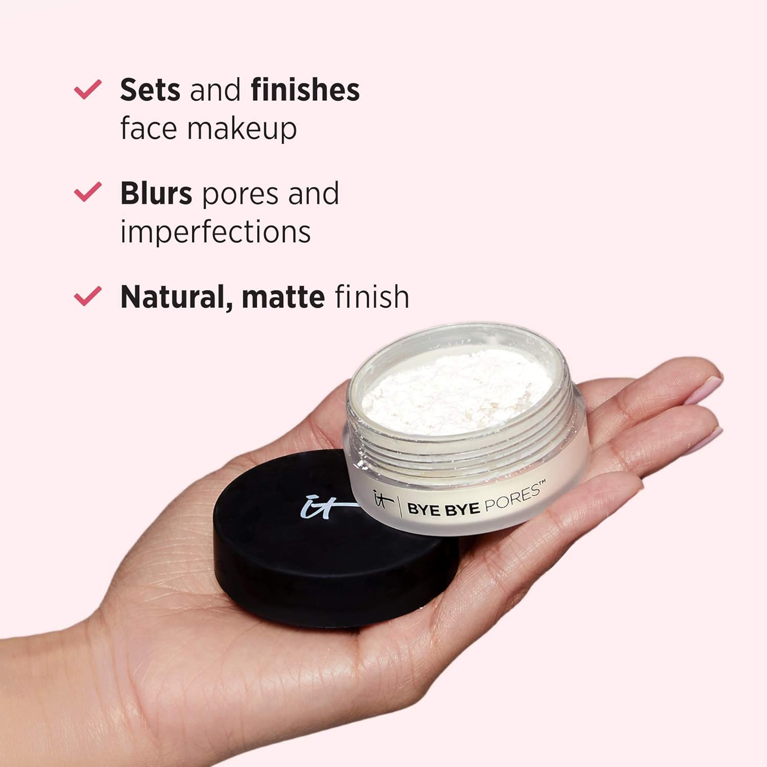 IT Cosmetics Bye Bye Pores – Poreless Finish Loose Setting Powder Makeup – Translucent Blurring Powder for All Skin Tones – Face Powder with Peptides, Silk, Collagen &amp; Antioxidants – 0.23 oz