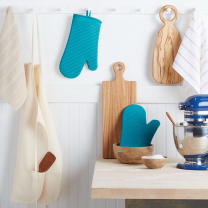 KitchenAid Ribbed Soft Silicone Oven Mitt Set, 7&quot;x13&quot;, Milkshake 2 Count