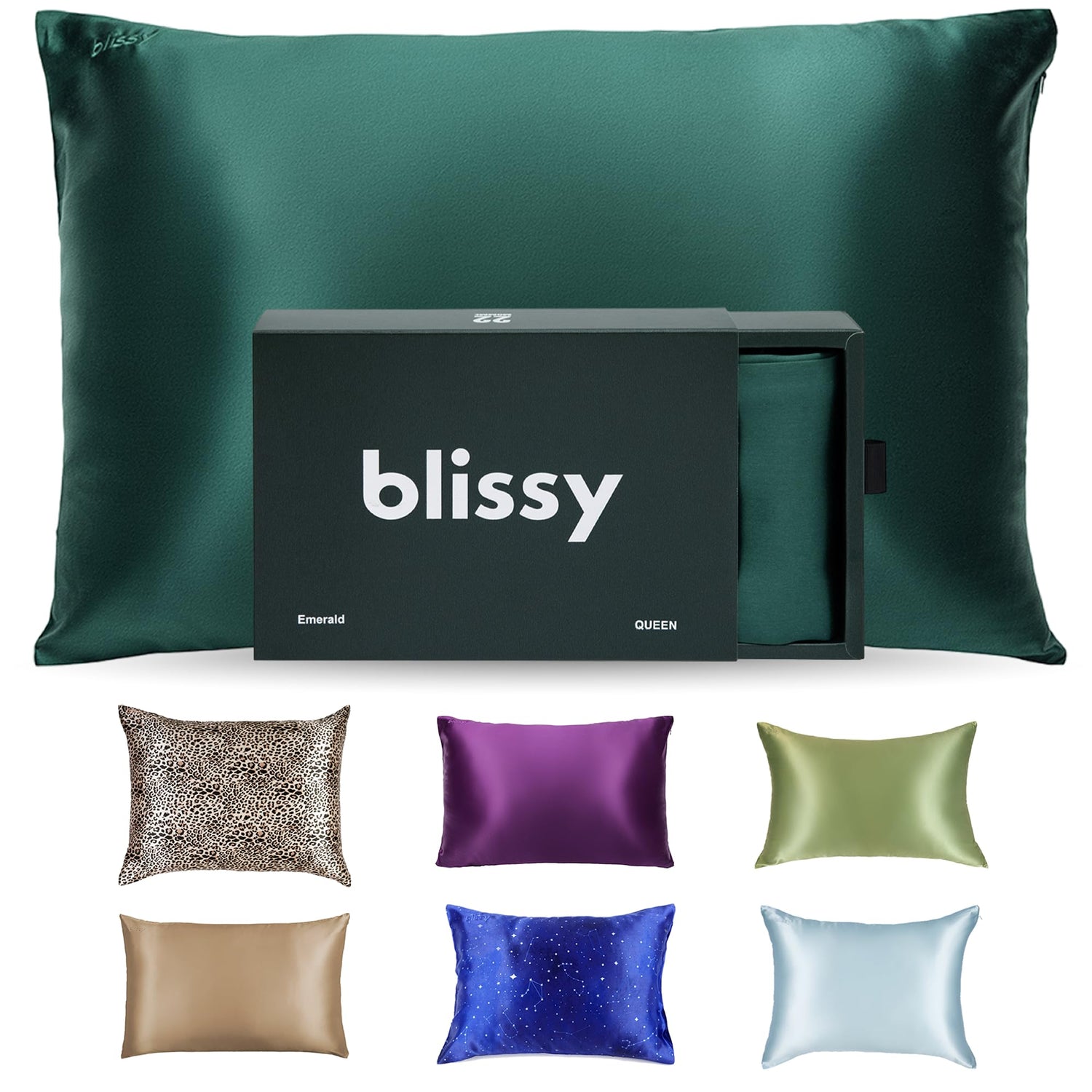 Blissy Silk Pillowcase - 100% Pure Mulberry Silk - 22 Momme 6A High-Grade Fibers - Silk Pillow Cover for Hair &amp; Skin - Regular, Queen &amp; King with Hidden Zipper (Queen, Champagne)
