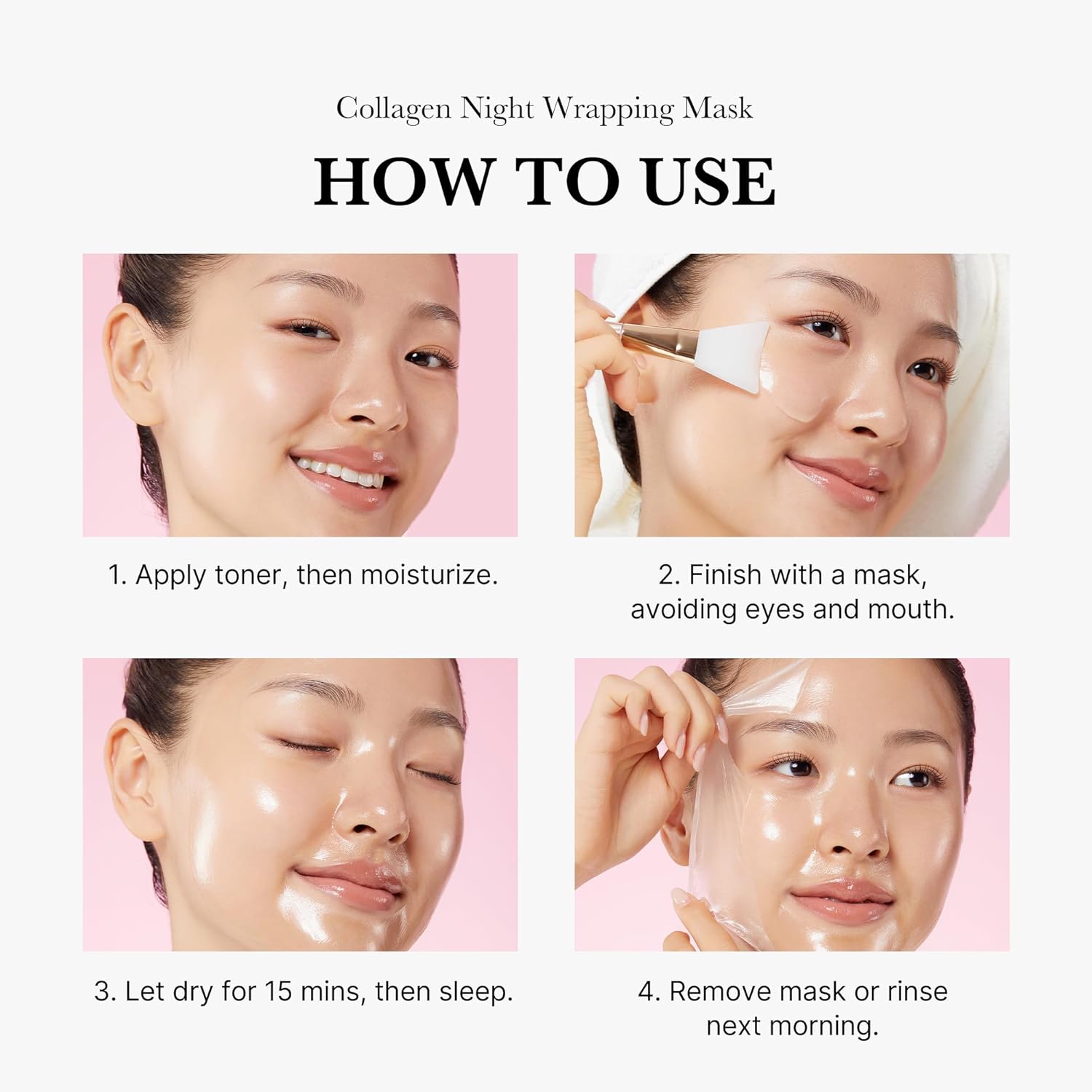 Medicube Collagen Overnight Wrapping Peel Off Facial Mask Pack - Elasticity &amp; Hydration Care, Reduces Sagging &amp; Dullness - Hydrolyzed Collagen For Glowing Skin - Korean Skin Care, 2.53 fl.oz