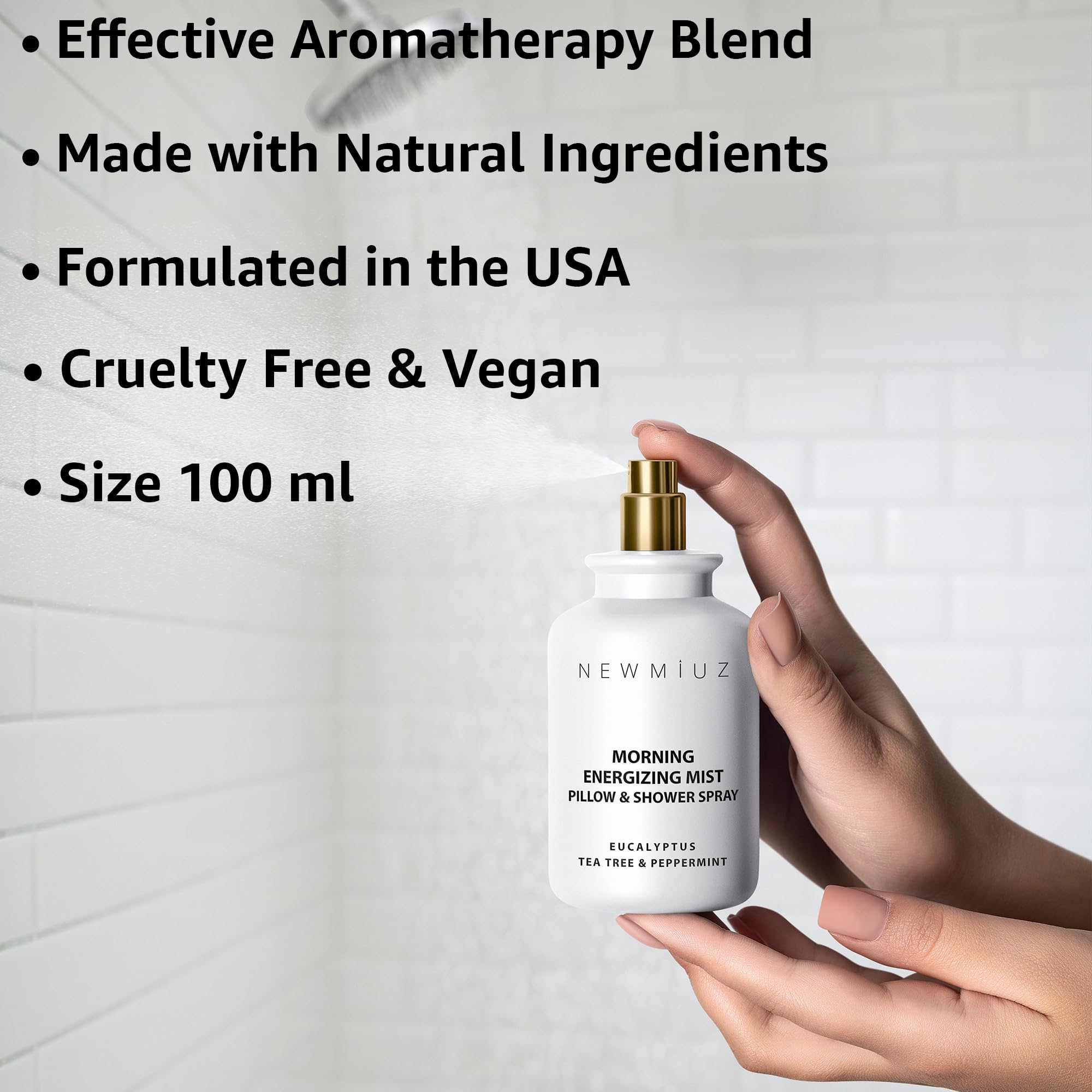 Energizing Shower &amp; Pillow Spray Peppermint Eucalyptus Tea tree Essential Oils Natural Fast Acting Aromatherapy Mist for Relaxation Calming Stress Clear Sinus Cooling Relief Luxury Self care Gift