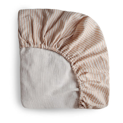 mushie Extra Soft Muslin Fitted Crib Sheet | 192 Thread Count | 28&quot;x 52&quot; (Fog)