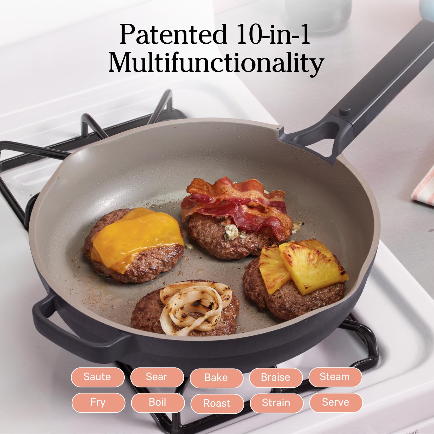 Our Place Always Pan 2.0-10.5-Inch Nonstick, Toxin-Free Ceramic Cookware | Versatile Frying Pan, Skillet, Saute Pan | Stainless Steel Handle | Oven Safe | Lightweight Aluminum Body | Steam