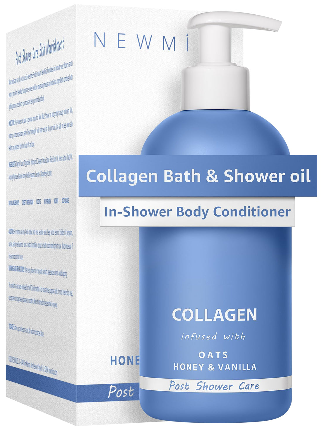 Collagen Shower Oil Body Wash - Natural Post Shower Care For Dry Skin in Shower Cleansing &amp; Softening Moisturizing lotion Body &amp; Legs Non Greasy Oatmeal Honey Vanilla Spa Self Care Spa Gift 10 Fl. Oz