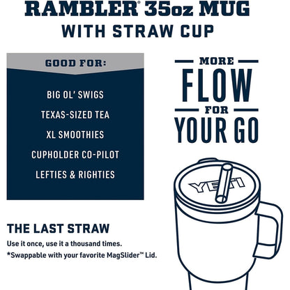 YETI Rambler Tumbler with Handle and Straw Lid, Vacuum Insulated Travel Mug, Stainless Steel