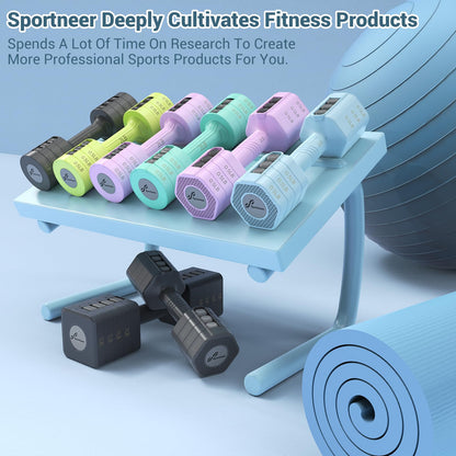 Adjustable Dumbbells Hand Weights Set: Sportneer 4 In 1 Weight Each 2lb 3lb 4lb 5lb Free Weights Dumbbells Set for Women Fast Adjust Dumbbell Set for Men Home Gym Workout Strength Training Exercise