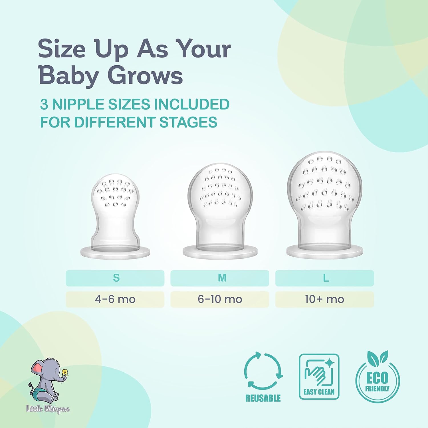 LittleWhispers Baby Fruit &amp; Food Feeder Pacifier - Pacifier Feeders for Fresh Fruit or Frozen Breastmilk - Infant Teething Relief - Set of 2