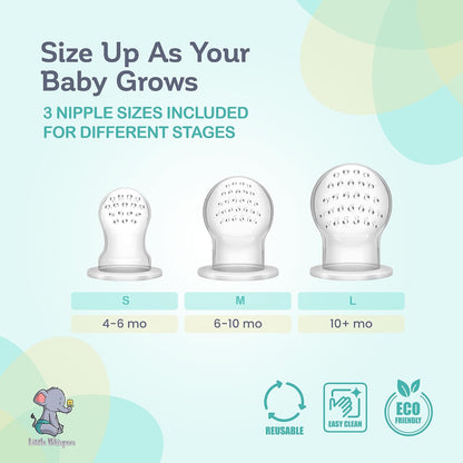 LittleWhispers Baby Fruit &amp; Food Feeder Pacifier - Pacifier Feeders for Fresh Fruit or Frozen Breastmilk - Infant Teething Relief - Set of 2