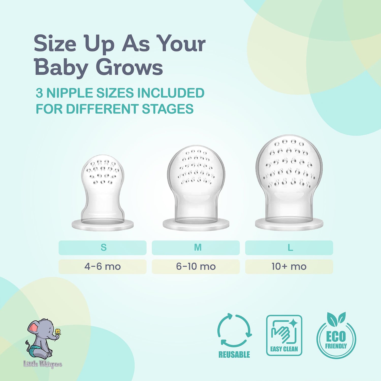 LittleWhispers Baby Fruit &amp; Food Feeder Pacifier - Pacifier Feeders for Fresh Fruit or Frozen Breastmilk - Infant Teething Relief - Set of 2
