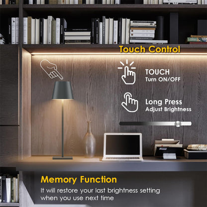 2-Pack LED Cordless Table Lamp, Rechargeable Battery Desk lamp 3W 5500mAh Battery Operated Stepless Dimming Modern Portable Table Light for Restaurant/Bedroom/Outdoor IP54 Waterproof (Off White)